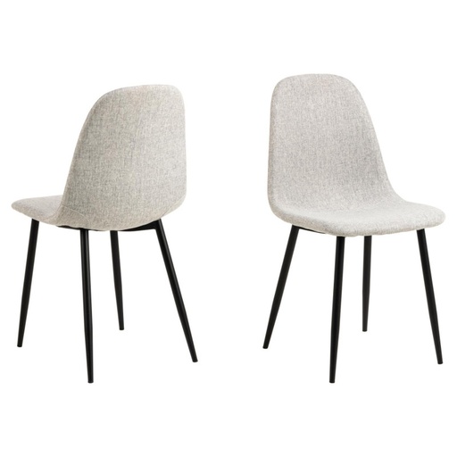 [0000102084] Lot 4 Chaises CELIA  Mét. Noir mat & Tissu Nesia gris clair