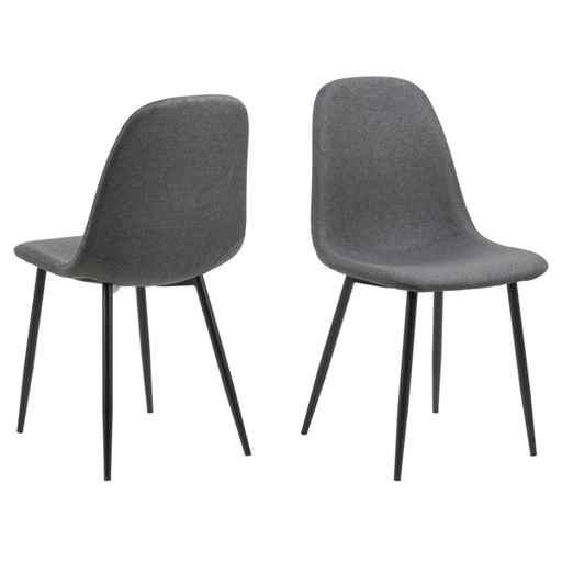 [0000102088] Lot 4 Chaises CELIA Mét. Noir mat & Tissu Nesia gris foncé