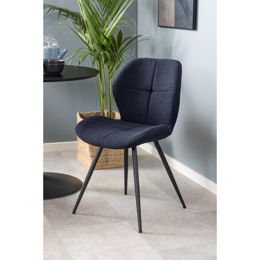 [0000100723] Lot 2 Chaises PETRI Mét. Noir mat & Tissu Monza bleu foncé