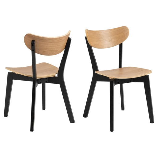 [0000102464] Lot 2 Chaises ROXBY Hévéa noir mat & Chêne laqué AC