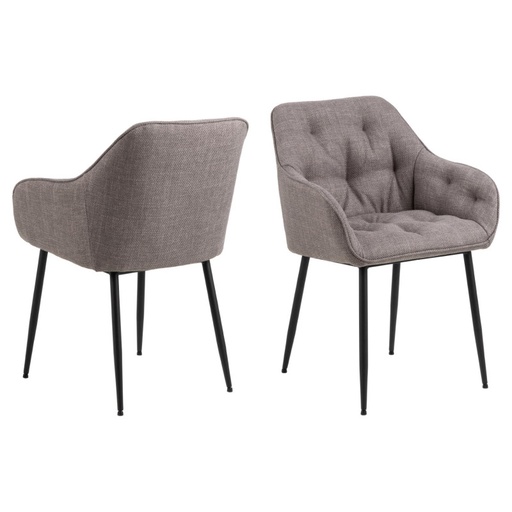 [0000098125] Lot 2 Fauteuils BROOKE Mét. Noir mat & Basel Gris-brun clair