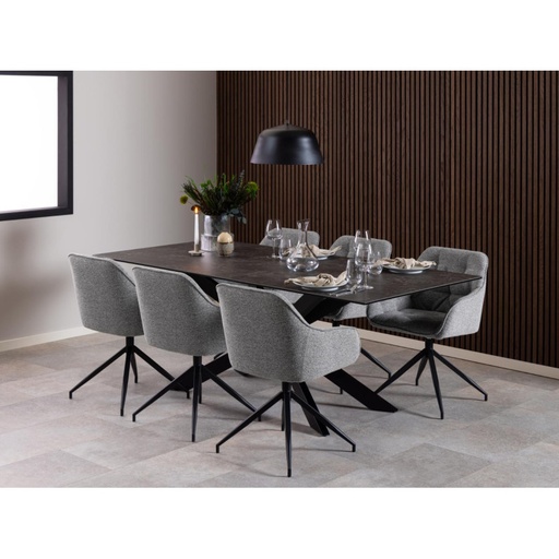 [0000102542] Fauteuil BROOKE Mét. Noir mat & Tissu Monza gris