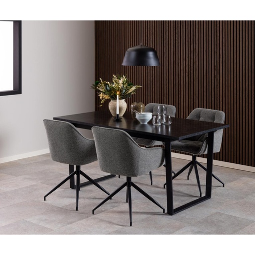 [0000102543] Fauteuil BROOKE  Mét. Noir mat & Tissu Monza anthracite