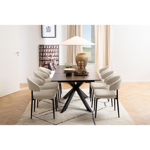 [0000100437] Lot 2 Chaises EDINA Mét. Noir mat & Tissu Basel Gris foncé