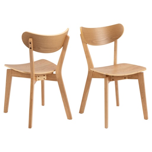 [0000102466] Lot 2 Chaises ROXBY Hévéa chêne mat & Chêne laqué AC