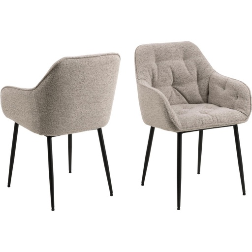 [0000098182] Lot 2 Fauteuils BROOKE Mét. Noir mat & Tissu Monza beige