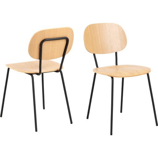[0000098855] Lot 2 Chaises AMIRA  Métal noir mat & Chêne mat laqué NC