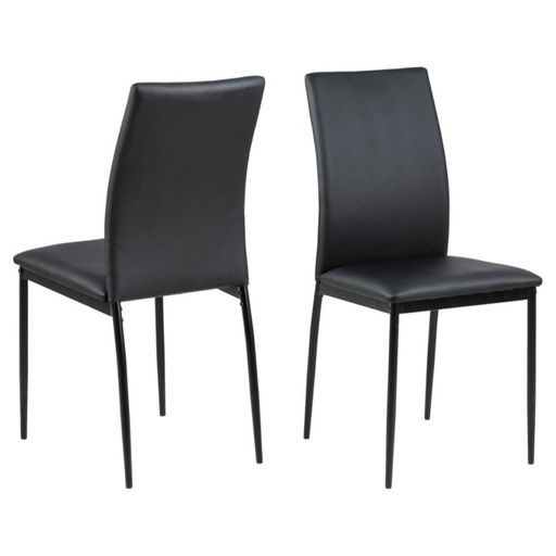 [0000082226] Lot 4 Chaises DEMINA  Métal noir & Cuir PU noir