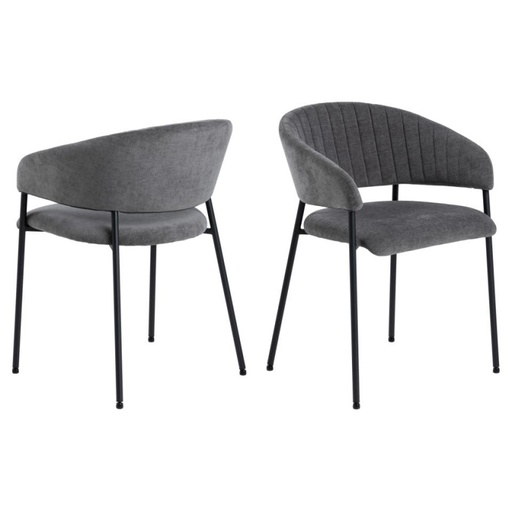 [0000095737] Lot 2 Fauteuils ANN Métal noir mat & Tissu Danny gris foncé