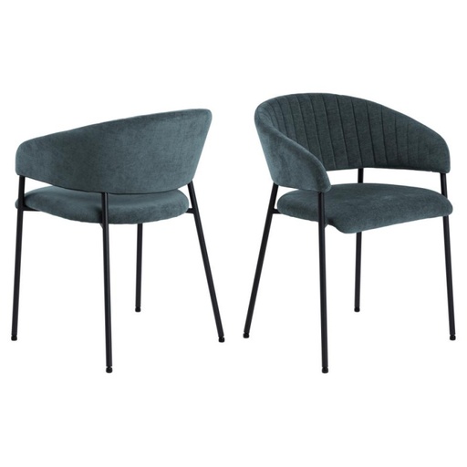 [0000097410] Lot 2 Fauteuils ANN Métal noir mat & Tissu Danny bleu foncé