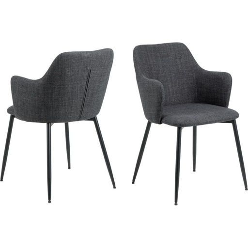 [0000098265] Lot 2 Fauteuils ILSA Mét. laqué noir mat &Tissu Basel gris foncé
