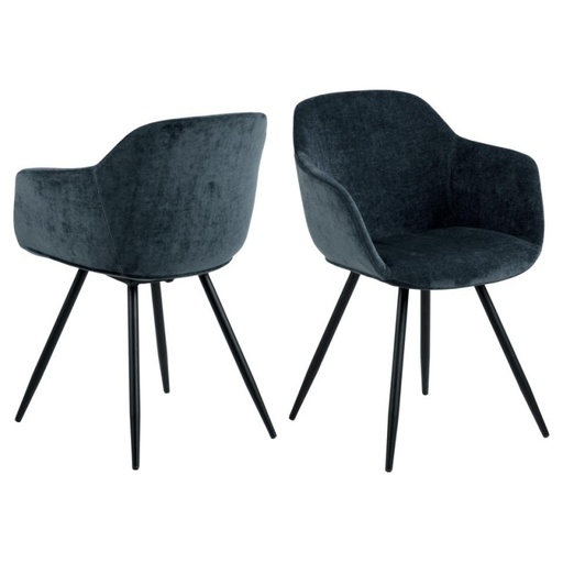 [0000091524] Fauteuil NOELLA Mét. noir mat & Tissu Danny bleu foncé