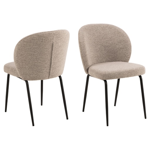 [0000098232] Lot 2 Chaises PATRICIA Métal noir mat & Tissu Monza Crème
