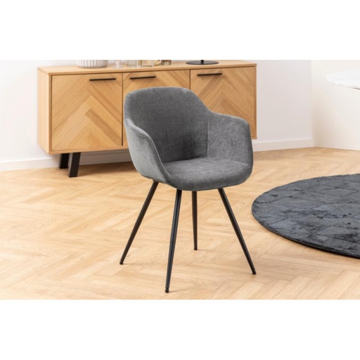 [0000091525] Fauteuil NOELLA Mét. noir mat & Tissu Danny gris foncé