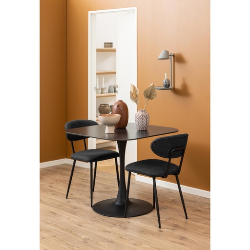 [0000100513] Lot 2 Chaises DENISE HA49 Métal noir mat & Tissu Basel gris foncé