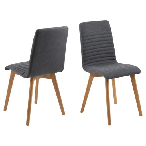 [0000064835] Lot 2 Chaises AROSA  Chêne huilé & Tissu Granada Anthracite