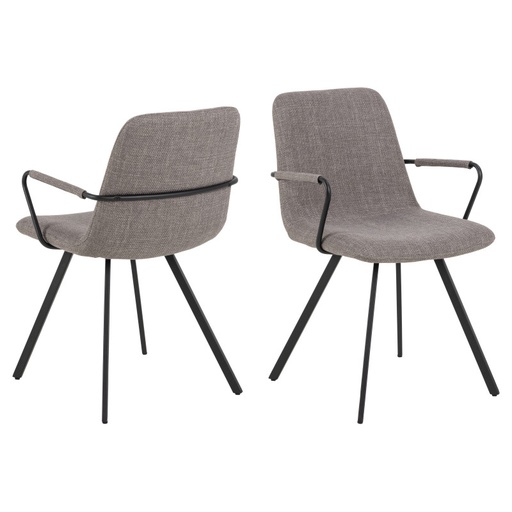 [0000101128] Lot 2 Fauteuils SELINA Métal noir mat & Tissu Basel Beige