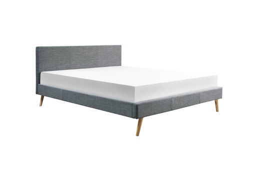 [1199SCAN160GF] Cadre de lit style scandinave en tissu avec pieds bois - Gris foncé - 160 x 200 cm