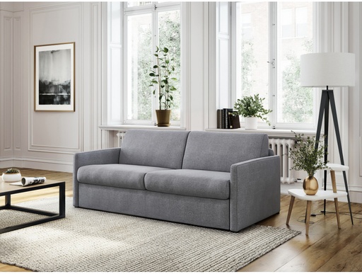 [ALICETGRF160] Canapé convertible ALYCE système couchage express 3 places en tissu - Gris clair - 160 cm