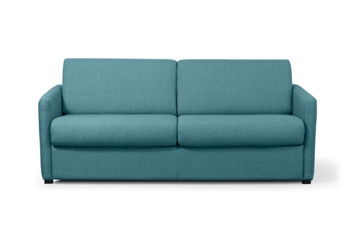 [ALICE140TBLC] Canapé convertible ALYCE système couchage express 3 places en tissu - Bleu canard - 140 cm