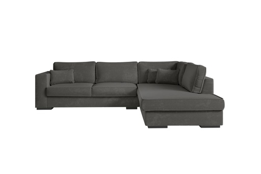 [BELAGATGRFD] Canapé d'angle XXL BELAGIA 4 places en tissu - Gris foncé - Angle Droit