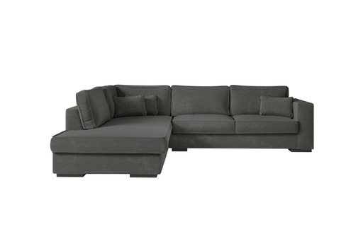 [BELAGATGRFG] Canapé d'angle XXL BELAGIA  4 places en tissu - Gris foncé - Angle Gauche