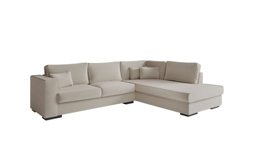 [BELAGATBEID] Canapé d'angle XXL BELAGIA  4 places en tissu - Beige - Angle Droit