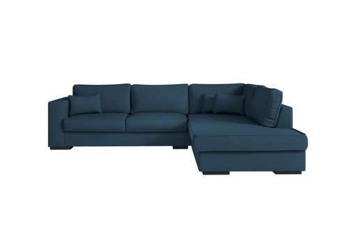 [BELAGATBLPD] Canapé d'angle XXL BELAGIA  4 places en tissu - Bleu pétrole - Angle Droit