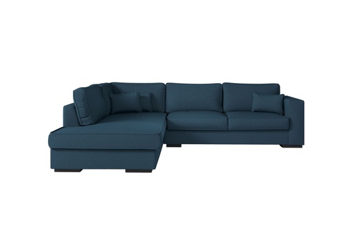 [BELAGATBLPG] Canapé d'angle XXL BELAGIA 4 places en tissu - Bleu pétrole - Angle Gauche