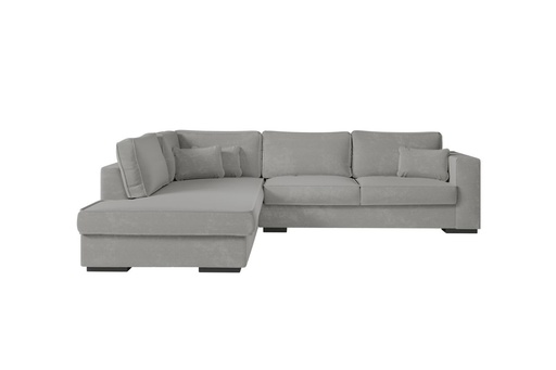 [BELAGATGRCG] Canapé d'angle XXL BELAGIA 4 places en tissu - Gris clair - Angle Gauche