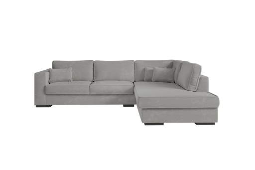 [BELAGATGRCD] Canapé d'angle XXL BELAGIA 4 places en tissu - Gris clair - Angle Droit
