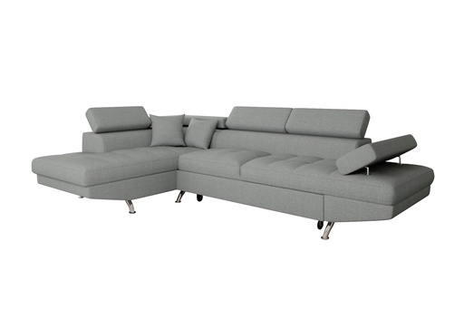 [RIOINGRCG] Canapé d'angle convertible RIO 5 places avec coffre de rangement en tissu - Gris clair - Angle Gauche