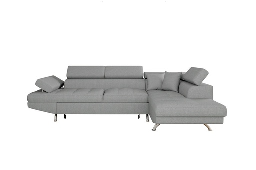 [RIOINGRCD] Canapé d'angle convertible RIO 5 places avec coffre de rangement en tissu - Gris clair - Angle Droit