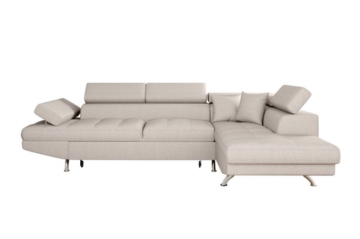 [RIOINBEID] Canapé d'angle convertible RIO 5 places avec coffre de rangement en tissu - Beige - Angle Droit
