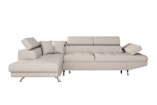 [RIOINBEIG] Canapé d'angle convertible RIO 5 places avec coffre de rangement en tissu - Beige - Angle Gauche