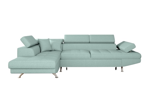 [RIOTBLCG] Canapé d'angle convertible RIO 5 places avec coffre de rangement en tissu - Bleu clair - Angle Gauche