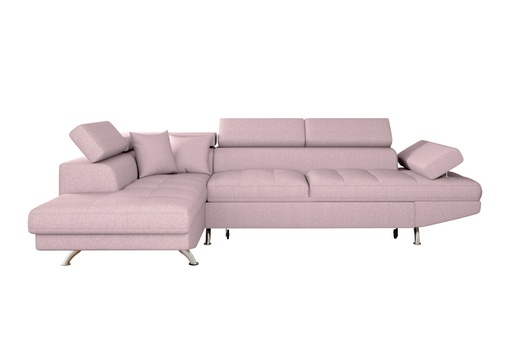 [RIOTROSG] Canapé d'angle convertible RIO 5 places avec coffre de rangement en tissu - Vieux rose - Angle Gauche