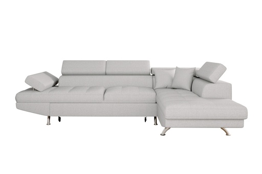 [RIOTGRPD] Canapé d'angle convertible RIO 5 places avec coffre de rangement en tissu - Gris perle - Angle Droit