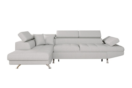 [RIOTGRPG] Canapé d'angle convertible RIO 5 places avec coffre de rangement en tissu - Gris perle - Angle Gauche